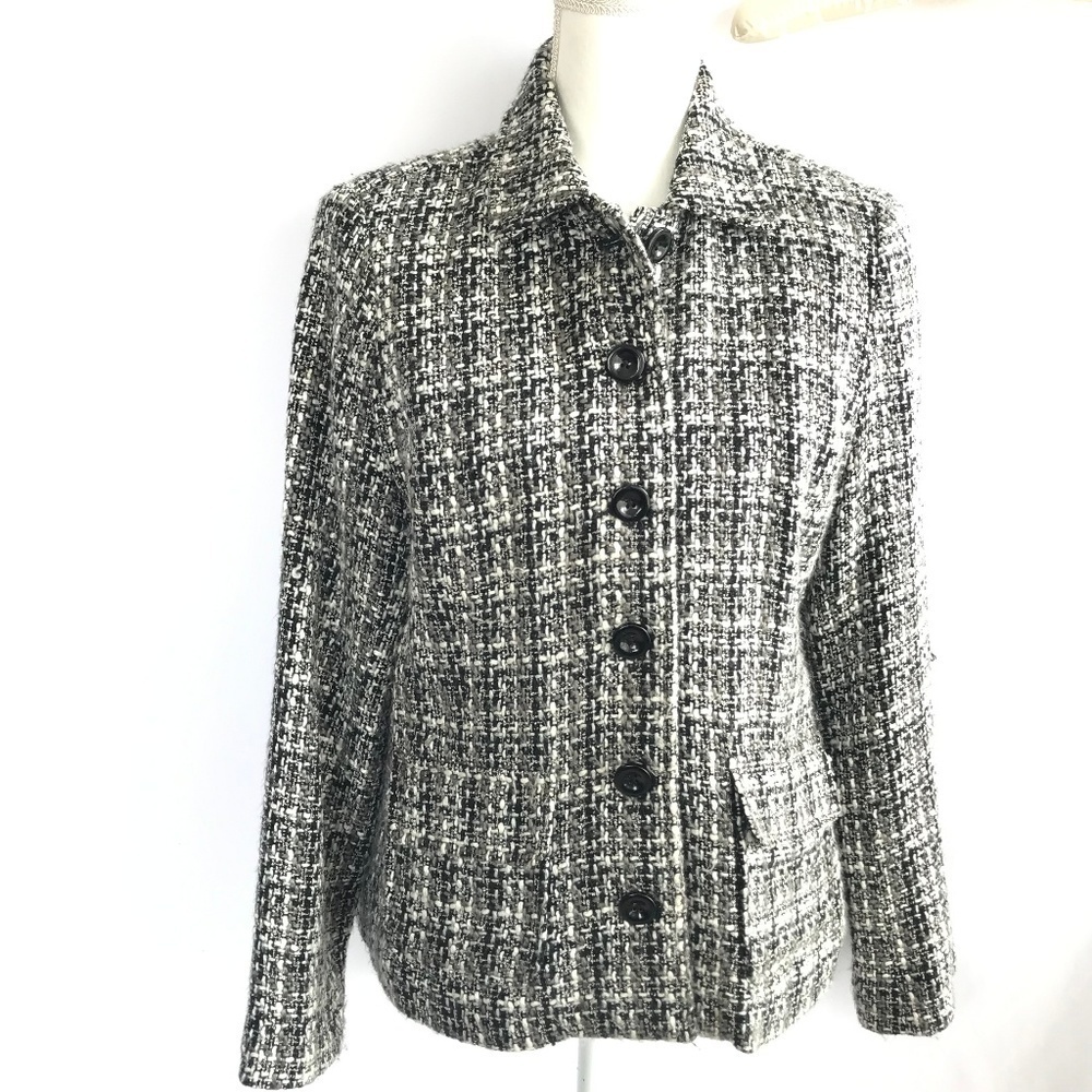 Croft & Barrow Black/White/Gray Tweed Blazer